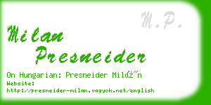 milan presneider business card